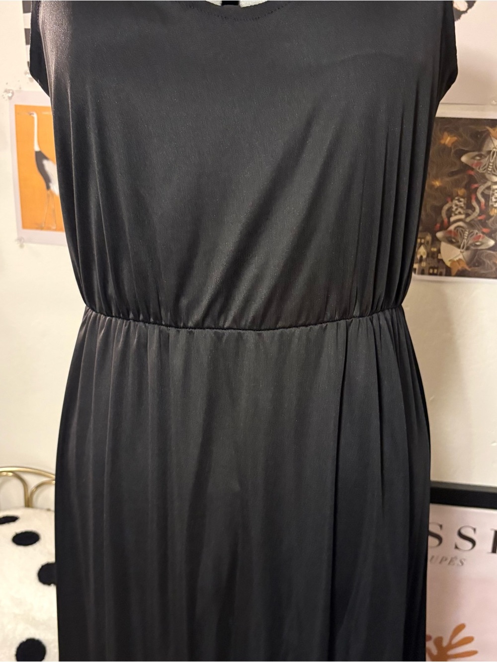 Vintage Black Maxi Dress 90s Minimalist Medium - Picture 3 of 9
